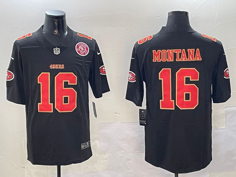 Men San Francisco 49ers #16 Montana Black Second generation 2024 Nike Limited NFL Jersey style 01083->san francisco 49ers->NFL Jersey
